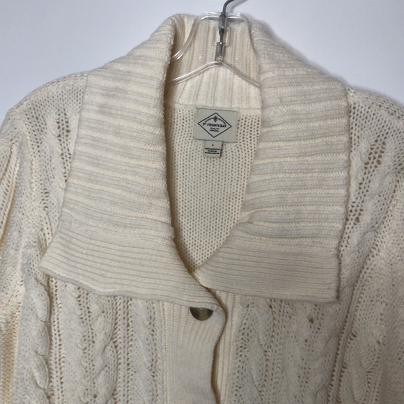 St Johns Bay Cream Womens Sweater Button Front L LARGE - Picture 5 of 10